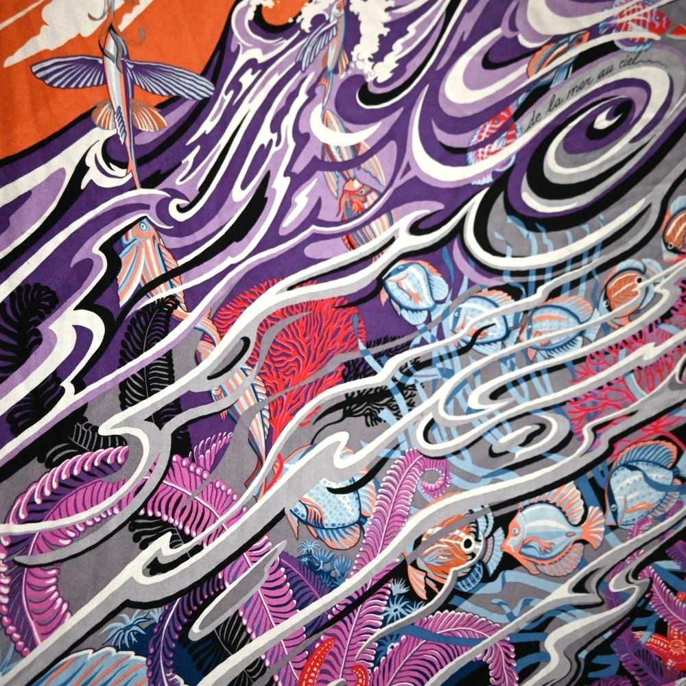 Hermes 'de la mer au ciel' Multicolored Shawl - Picture 15 of 16
